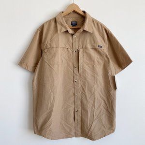 Smith's, Men's Workwear Short Sleeve Button Down Shirt, Khaki/Tan, Size L